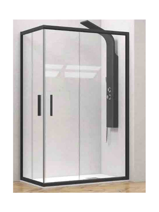 Karag Efe 100 NR-10 Καμπίνα Ντουζιέρας με Συρόμενη Πόρτα 80x100x190cm Clear Glass Nero