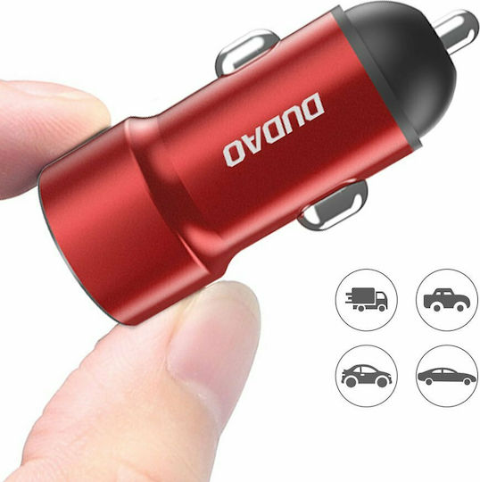 Dudao R6 Auto-Ladegerät 17W 2.4A mit Anschlüssen: 2xUSB Rot Farbe