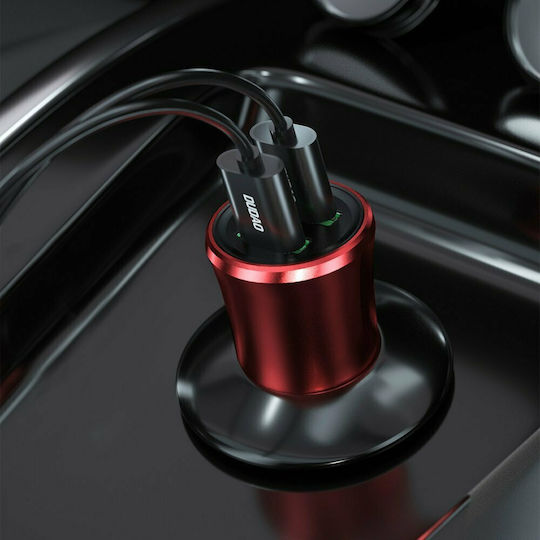 Dudao R6 Auto-Ladegerät 17W 2.4A mit Anschlüssen: 2xUSB Rot Farbe