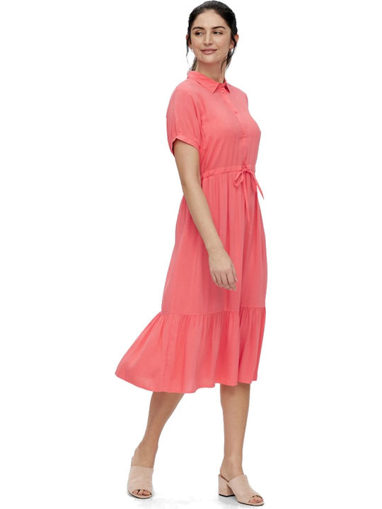 Summer Short Sleeve Maternity Midi Dress Orange