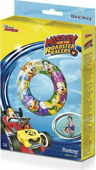 Bestway Kids' Swim Ring Mickey with Diameter 56cm. for 3-6 Years Old Mickey and the Roadster Racers