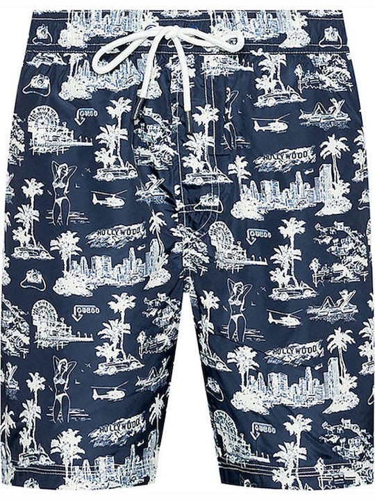 Herren Badebekleidung Shorts Marineblau mit Mustern