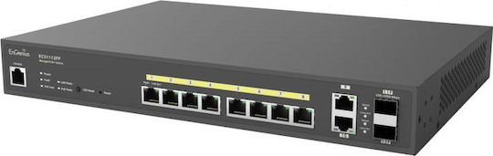 EnGenius ECS1112FP Managed L2 PoE+ Switch with 8 Gigabit (1Gbps) Ethernet Ports and 8 SFP Ports