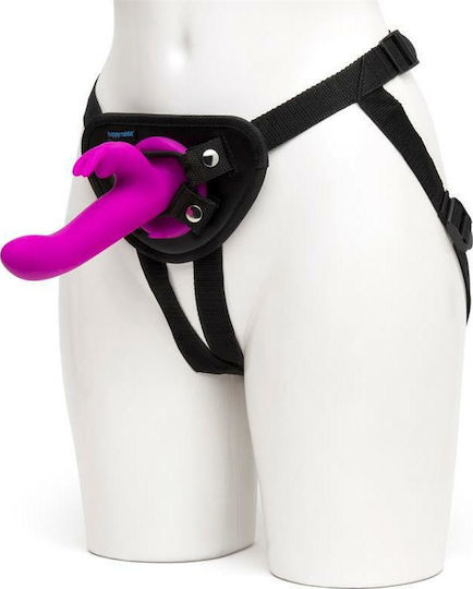 Happy Rabbit Rechargeable Vibrating Strap On Harness Set Harness με Dildo σε Μωβ Χρώμα
