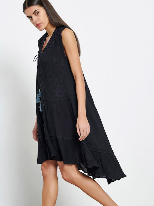 Funky Buddha Women's Maxi Kimono Beachwear Black
