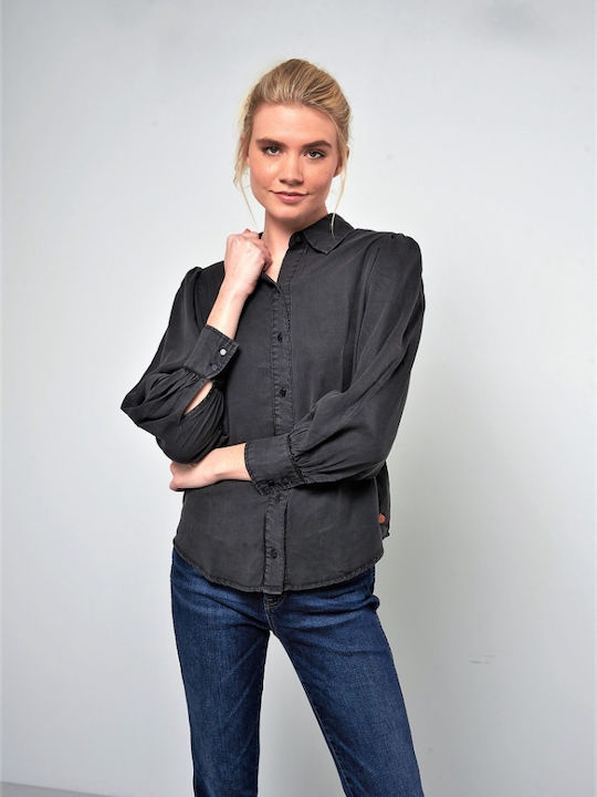 Funky Buddha Women's Monochrome Long Sleeve Shirt Black