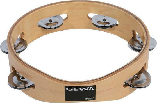 Gewa Jingle Wreath Beige Hölzernes Handtamburin mit einer Reihe von Zils