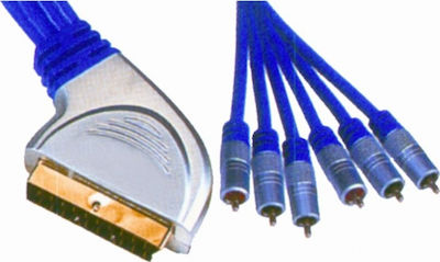 X-treme Cable Scart male - Component male / Composite male 5m Blue CR-636/5M