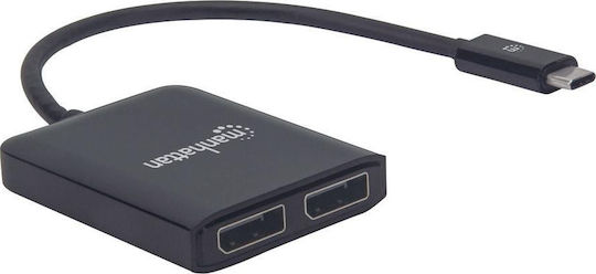 Manhattan Конвертор USB-C Мъжки към DisplayPort 2x Женски 1 Брой 152952