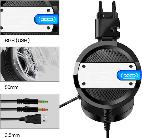 XO GE-02 Надушници Гейминг Слушалки с Свързаност 2x3,5 мм USB