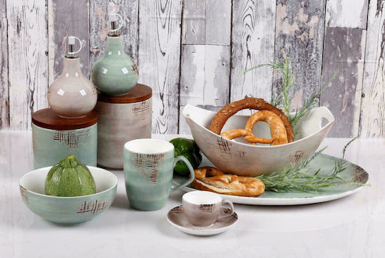 Cryspo Trio Cereal Serving Bowl Round made of Porcelain Green with Diameter 16cm