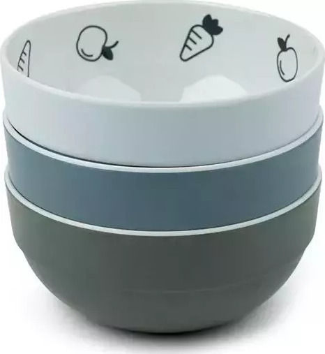 Done by Deer Baby Food Bowl Bowl Friends made of Melamine Blue 3pcs