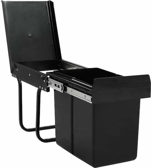 vidaXL Coș De Gunoi Soft Close Pentru Dulap Din Plastic Negru 20lt