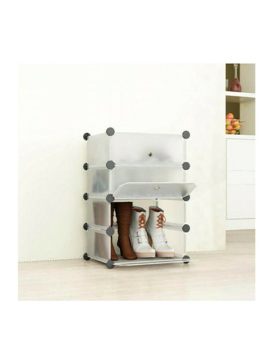 Plastic Shoe Organizer with 6 Shelves Λευκό 92x36x105cm