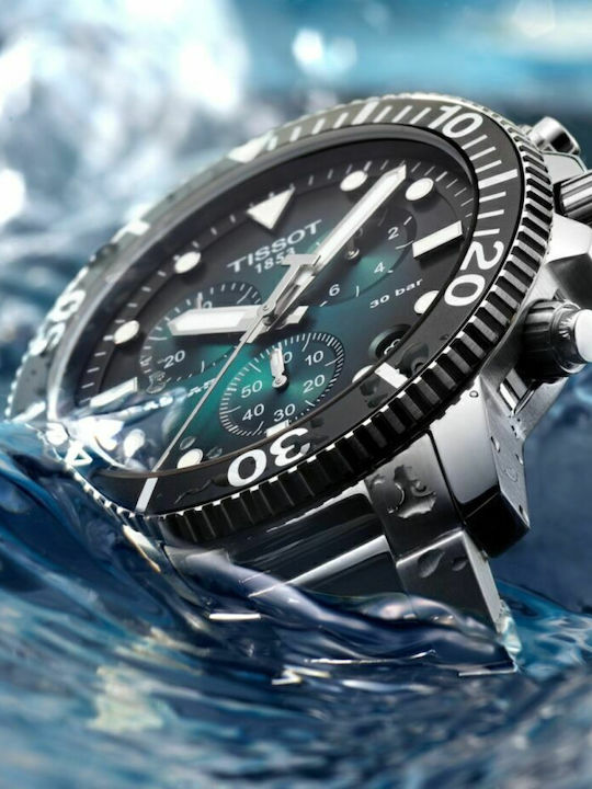 Tissot Seastar 1000 Men's Watch 45.5mm Chronograph Battery with Silver Metal Bracelet