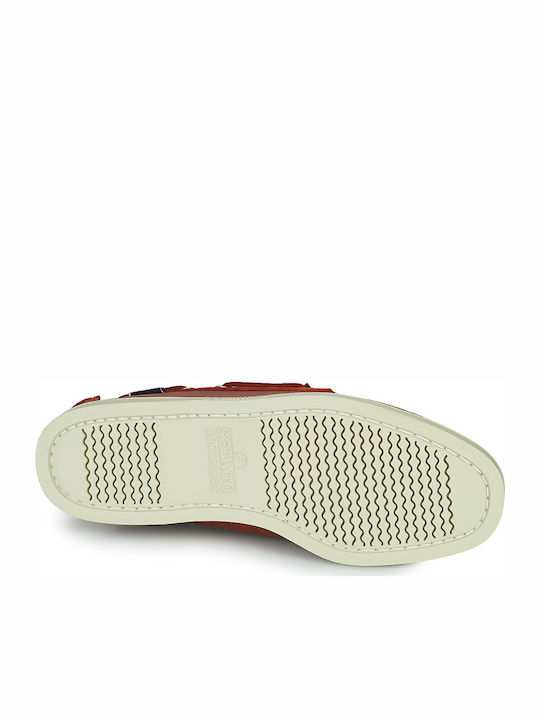 Men's Leather Boat Shoes Red