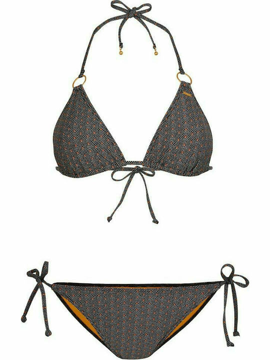 Bikini Set Triangle Top & Slip Bottom with Laces Black