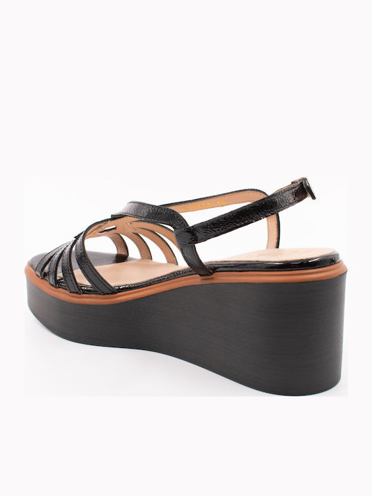 Women's Leather Platform Shoes Black