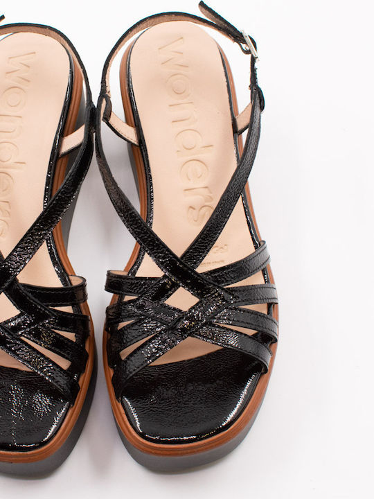 Women's Leather Platform Shoes Black