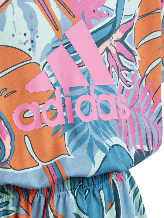 Adidas Παιδικό Φόρεμα Βελούδινο Floral Κοντομάνικο Πολύχρωμο
