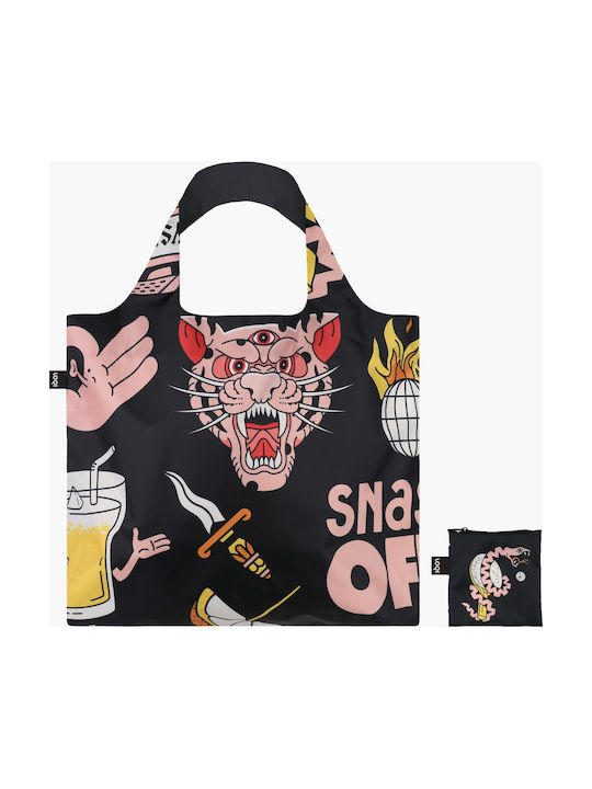 Loqi Snask Tiger Snake Beer Fabric Shopping Bag Black