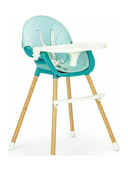 Ecotoys Baby Highchair 2 in 1 with Adjustable Height Light Blue HA-004 Blue