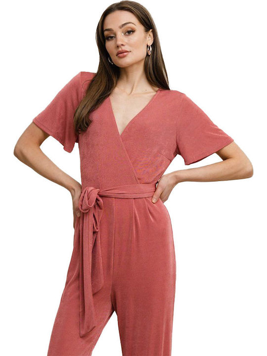 Women's Short-sleeved One-piece Suit Pink