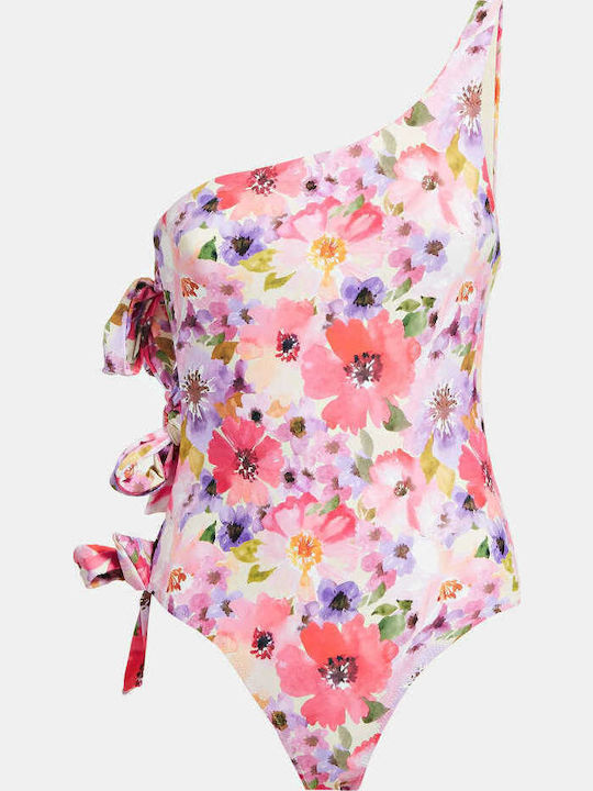 Ολόσωμο Μαγιό με Έναν Ώμο Floral Pink