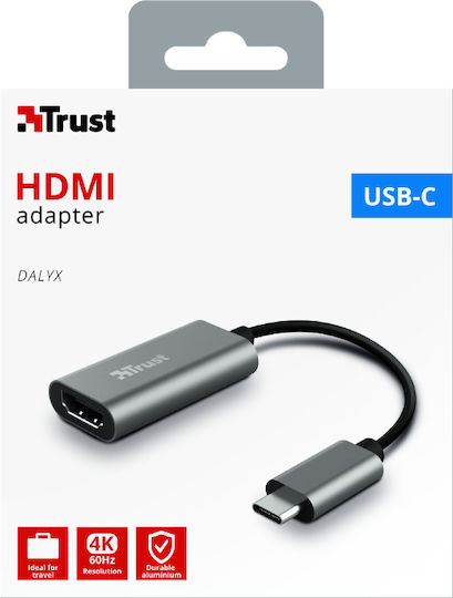 Trust Dalyx Convertor USB-C masculin în HDMI feminin Gri 1buc