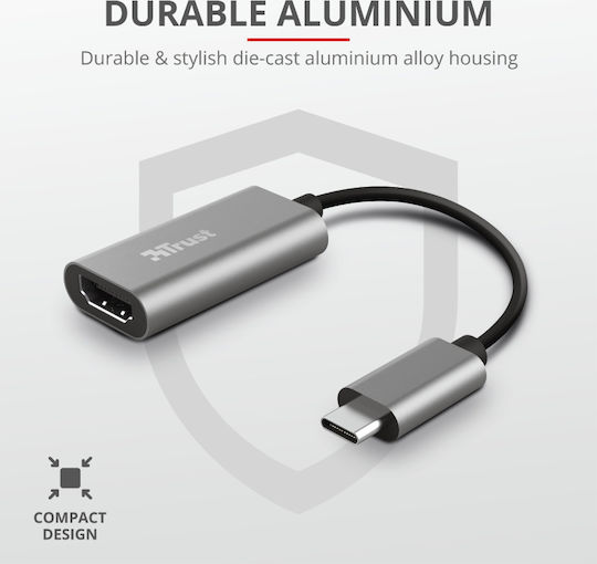 Trust Dalyx Convertor USB-C masculin în HDMI feminin Gri 1buc