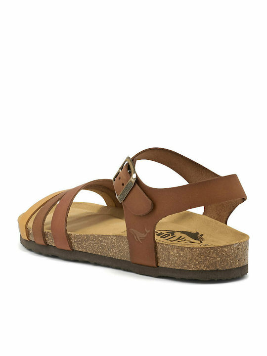 Plakton Leather Women's Sandals with Ankle Strap Vanilla