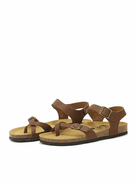 Leather Women's Flat Sandals Anatomic with Strap Apure Roble
