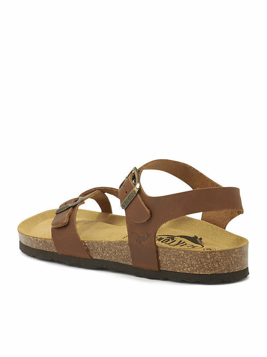 Leather Women's Flat Sandals Anatomic with Strap Apure Roble