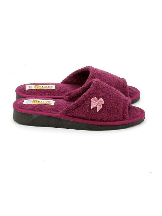 Kolovos 03 Terry Women's Slipper In Burgundy Colour