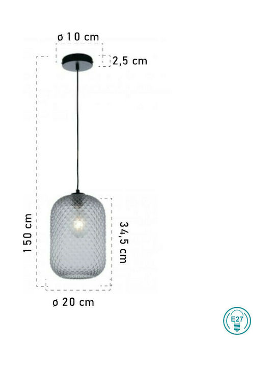 Fan Europe Ashford-S20 Lustră O singură lumină pentru Soclu E27 Gri I-ASHFORD-S20 GR