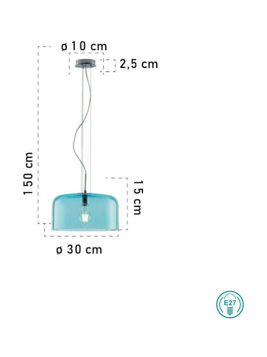 Fan Europe Gibus-S30 Hängelampe Einfaches Licht Glocke für Fassung E27 Blau I-GIBUS-S30 BLU