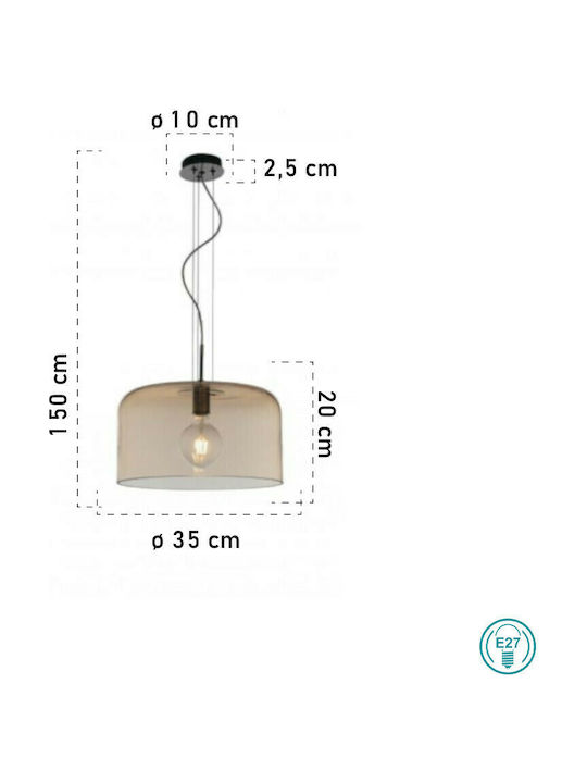 Fan Europe Gibus-S35 Pendant Light Single-Light Bell for Socket E27 Honey I-GIBUS-S35 AMB