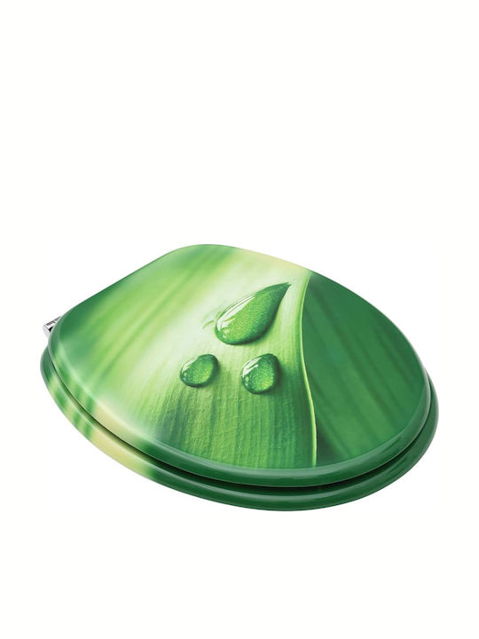vidaXL Wooden Toilet Seat Green Drops 42.5cm