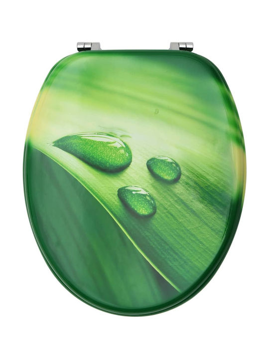 vidaXL Wooden Toilet Seat Green Drops 42.5cm