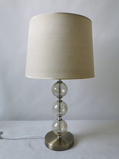 Karvounis Metal Table Lamp with Beige Shade and Transparent Base
