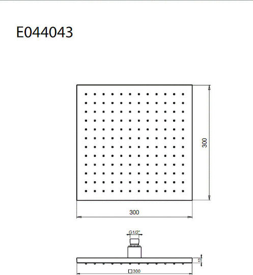 La Torre Emotion Τετράγωνη Κεφαλή Ντουζ 30cm 30x30cm