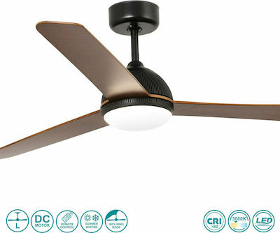 Faro Barcelona Grid Led 33345-2 Ceiling Fan 132cm with Light and Remote Control Brown