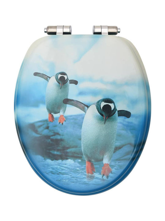 vidaXL Wooden Soft Close Toilet Seat Penguins 42.5cm