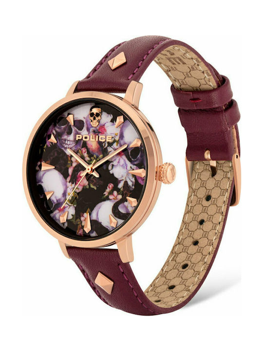 Police Miona Watch with Burgundy Leather Strap