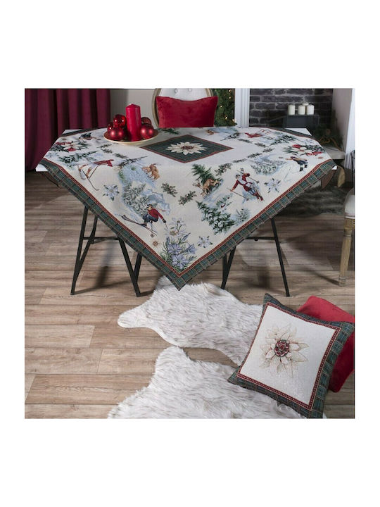 Teoran Alps Multi Christmas Fabric Tablecloth Ornament L220xW140cm