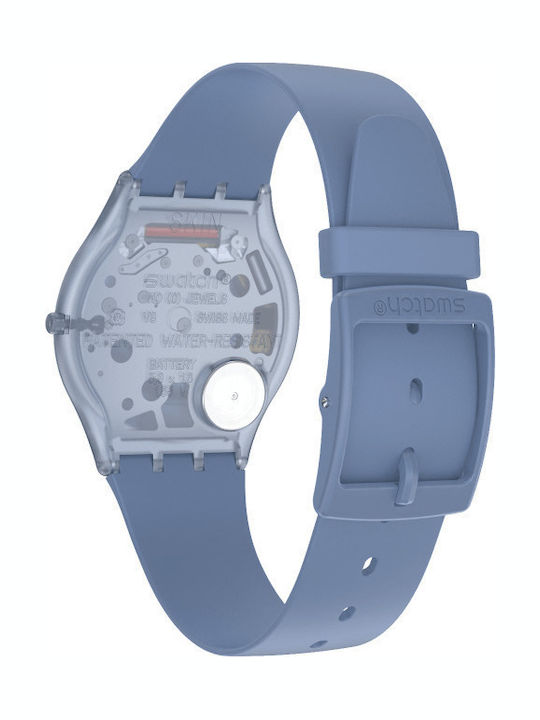 Swatch Denim Women's Watch with Blue Rubber Strap