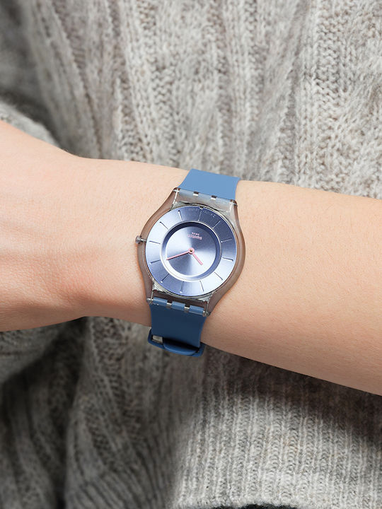 Swatch Denim Uhr mit Batteriewerk