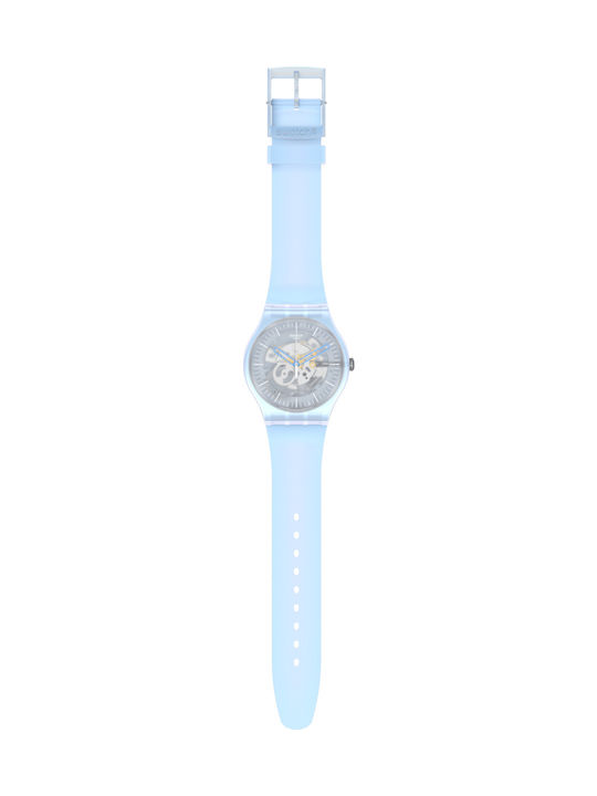 Swatch Flowerscreen Γυναικείο Ρολόι 41mm Μπαταρίας με Μπλε Καουτσούκ Λουράκι