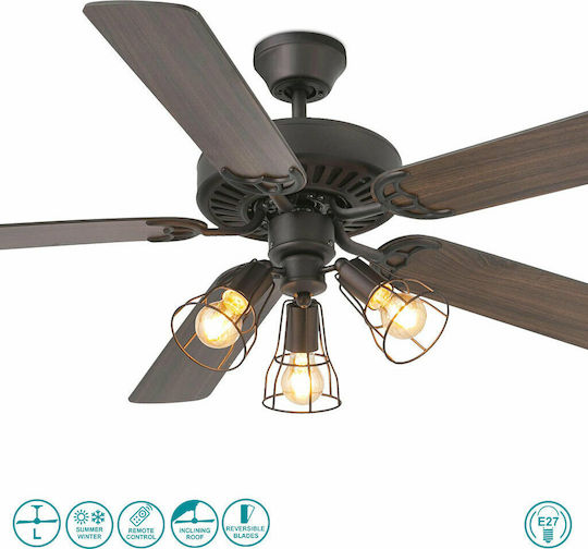 Faro Barcelona Aloha 33710-13 Ceiling Fan 132cm with Light and Remote Control Brown