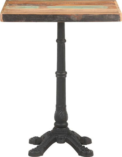 Bistro with Wood Surface and Metal Frame Natural 60x60x76cm